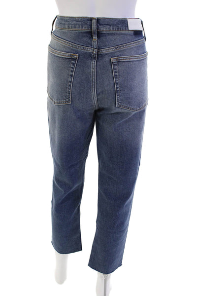 Re/Done Womens Cotton Distressed Medium Wash High-Waisted Jeans Blue Size 30
