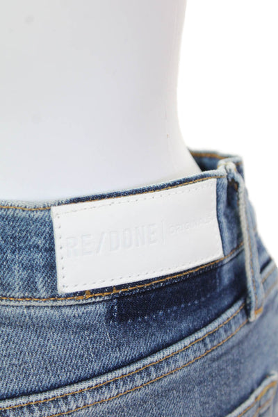 Re/Done Womens Cotton Distressed Medium Wash High-Waisted Jeans Blue Size 30