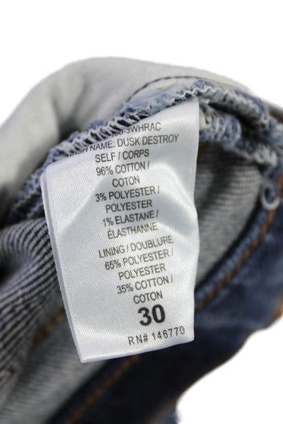 Re/Done Womens Cotton Distressed Medium Wash High-Waisted Jeans Blue Size 30