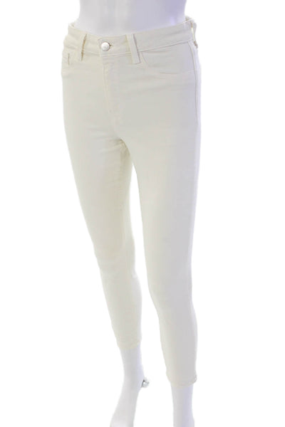 L Agence Womens Cotton Zip Button Light Wash Skinny Jeans White Size EUR 27