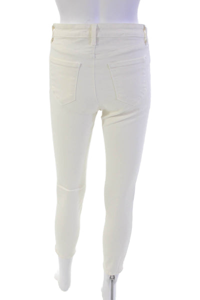 L Agence Womens Cotton Zip Button Light Wash Skinny Jeans White Size EUR 27