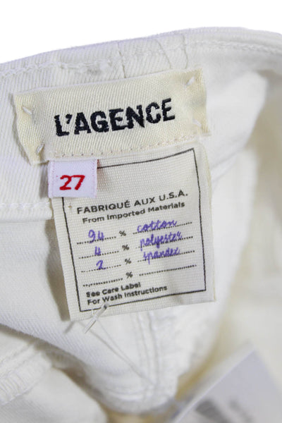 L Agence Womens Cotton Zip Button Light Wash Skinny Jeans White Size EUR 27