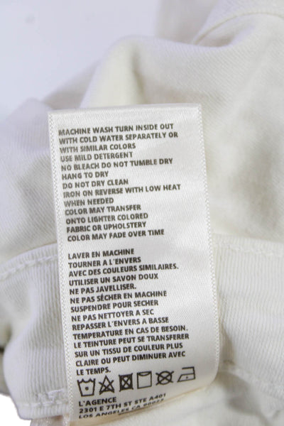 L Agence Womens Cotton Zip Button Light Wash Skinny Jeans White Size EUR 27