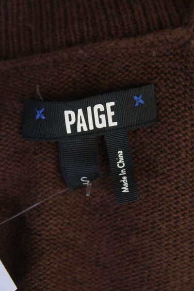 Paige Black Label Womens Wool Turtleneck Cold Shoulder Sweater Brown Size S