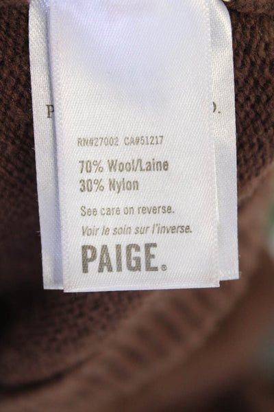 Paige Black Label Womens Wool Turtleneck Cold Shoulder Sweater Brown Size S
