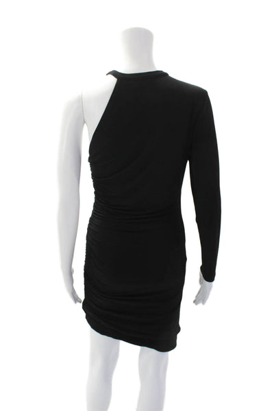 Ser.O.Ya Womens One Shoulder Long Sleeve Cinched Mini Dress Black Size S