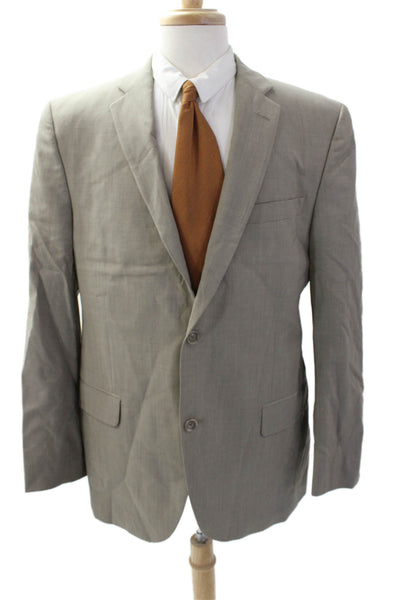 Saks Fifth Avenue Men's Long Sleeves Lined Two Button Basic Jacket Beige Size 42