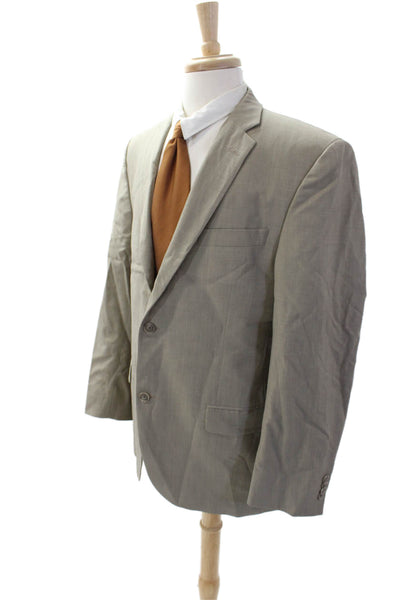 Saks Fifth Avenue Men's Long Sleeves Lined Two Button Basic Jacket Beige Size 42