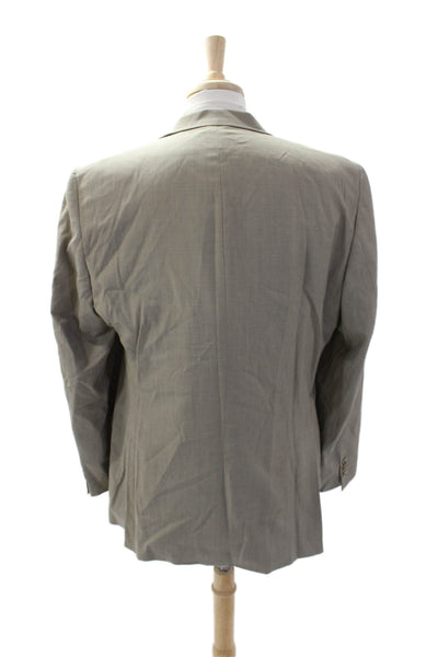 Saks Fifth Avenue Men's Long Sleeves Lined Two Button Basic Jacket Beige Size 42