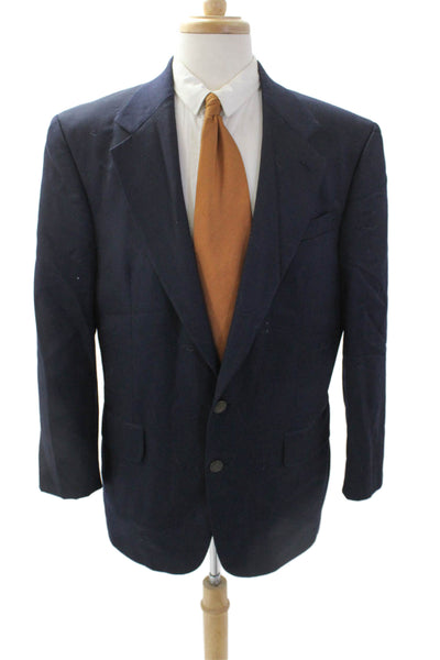 Oscar de la Renta Men's Long Sleeves Lined Button Basic Blazer Navy Blue Size 40