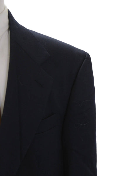 Oscar de la Renta Men's Long Sleeves Lined Button Basic Blazer Navy Blue Size 40