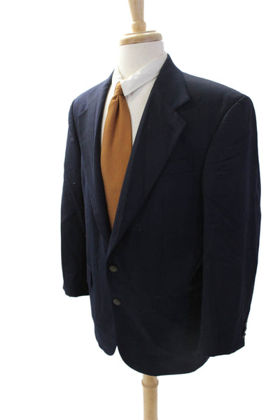 Oscar de la Renta Men's Long Sleeves Lined Button Basic Blazer Navy Blue Size 40