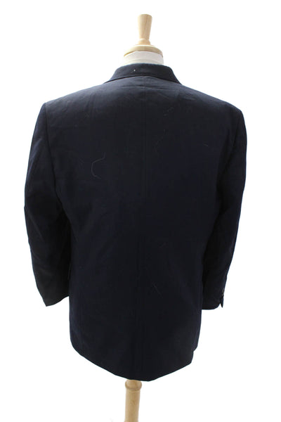 Oscar de la Renta Men's Long Sleeves Lined Button Basic Blazer Navy Blue Size 40