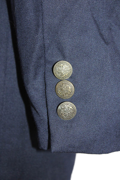 Oscar de la Renta Men's Long Sleeves Lined Button Basic Blazer Navy Blue Size 40
