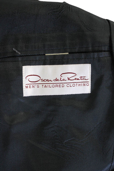 Oscar de la Renta Men's Long Sleeves Lined Button Basic Blazer Navy Blue Size 40