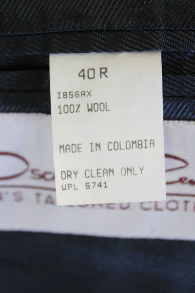 Oscar de la Renta Men's Long Sleeves Lined Button Basic Blazer Navy Blue Size 40
