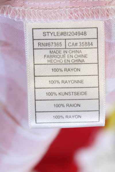 BB Dakota Womens Gingham Print Off the Shoulder Half Sleeve Blouse Pink Size XS