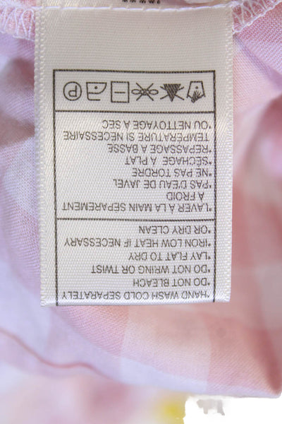 BB Dakota Womens Gingham Print Off the Shoulder Half Sleeve Blouse Pink Size XS