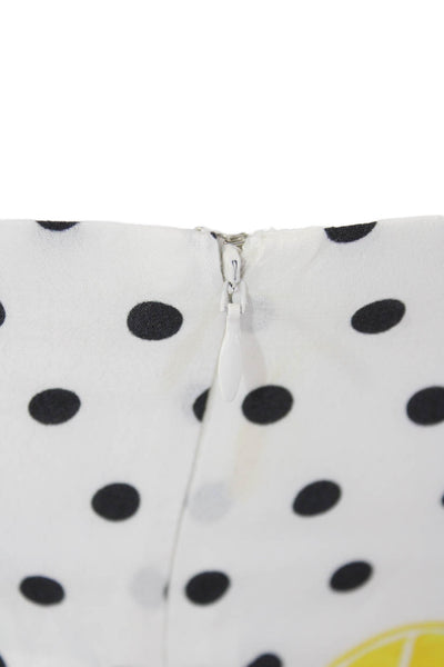 Lovers + Friends Womens Polka Dot Lemon Print Zipped Romper White Size 2XS