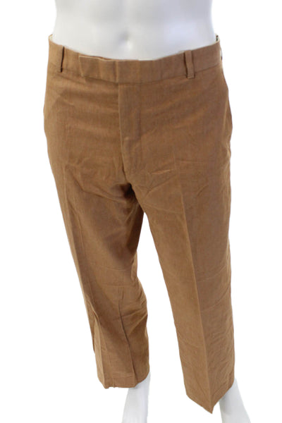 Marc Jacobs Womens Cotton Pleated Straight Leg Pants Brown Size 34