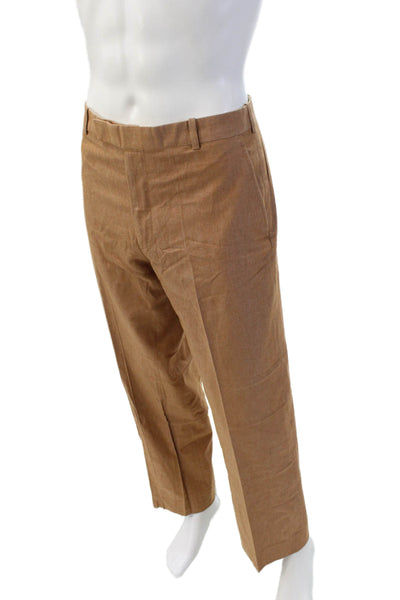 Marc Jacobs Womens Cotton Pleated Straight Leg Pants Brown Size 34
