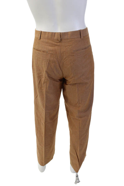 Marc Jacobs Womens Cotton Pleated Straight Leg Pants Brown Size 34