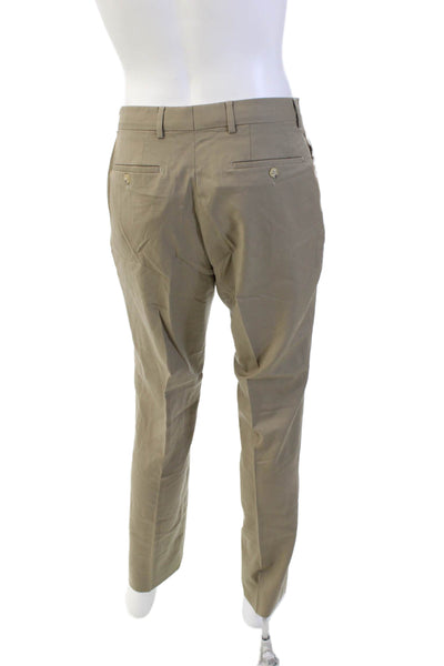 Boss Hugo Boss Mens Wool Pleated Straight Leg Dress Pants Brown Size 33R