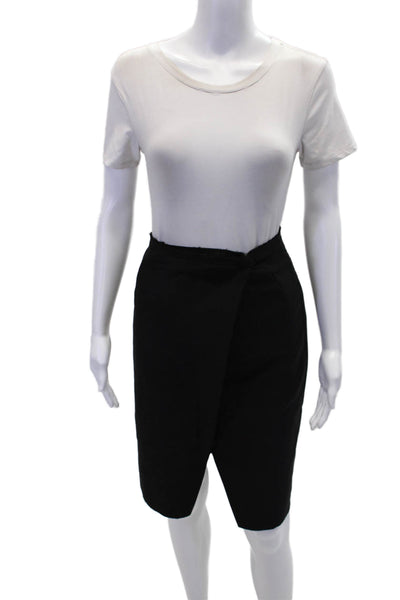 Lanvin Womens Textured Lined Pleated Sleek Dress Pencil Skirt Black Size L