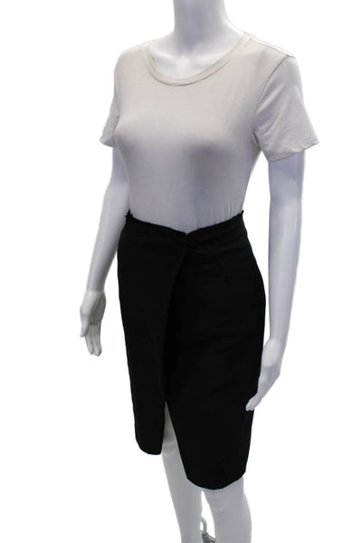 Lanvin Womens Textured Lined Pleated Sleek Dress Pencil Skirt Black Size L