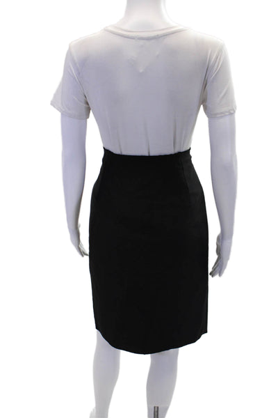 Lanvin Womens Textured Lined Pleated Sleek Dress Pencil Skirt Black Size L