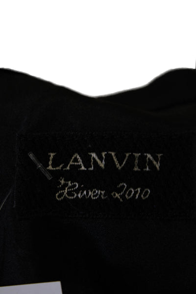 Lanvin Womens Textured Lined Pleated Sleek Dress Pencil Skirt Black Size L