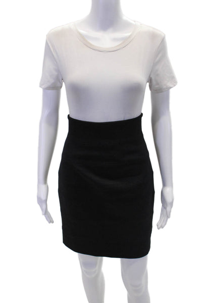 Row Womens Elastic Waist Textured Lined Bandage Skirt Black Size 08