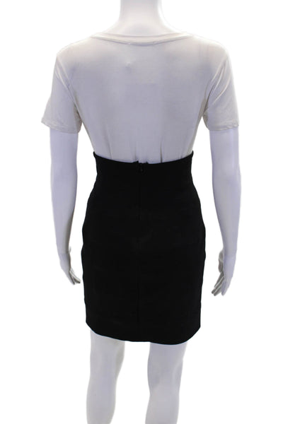 Row Womens Elastic Waist Textured Lined Bandage Skirt Black Size 08