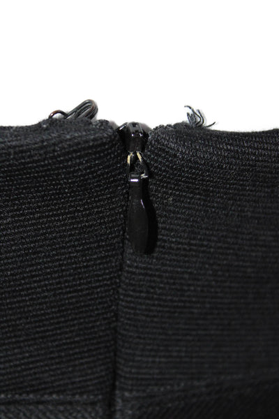 Row Womens Elastic Waist Textured Lined Bandage Skirt Black Size 08