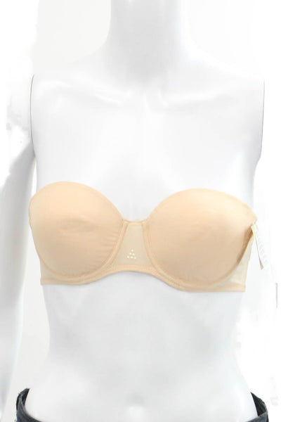 Simone Perele Womens Pearl Detail Strapless Under Wire Bra Beige Size 34 A