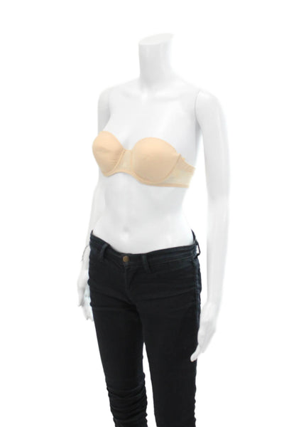 Simone Perele Womens Pearl Detail Strapless Under Wire Bra Beige Size 34 A
