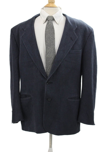 Lanvin Studio Mens Woven Notched Collar Two Button Suit Jacket Blue Size 44