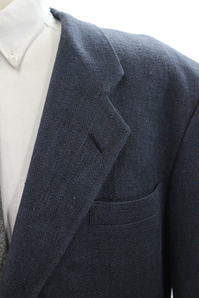 Lanvin Studio Mens Woven Notched Collar Two Button Suit Jacket Blue Size 44