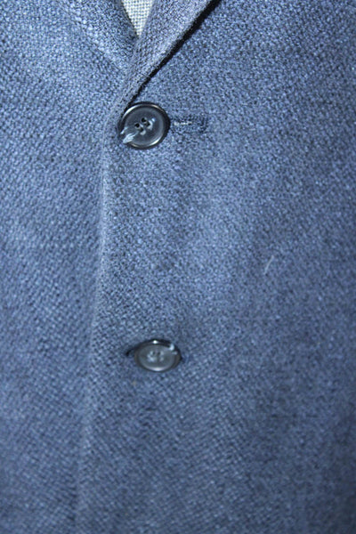 Lanvin Studio Mens Woven Notched Collar Two Button Suit Jacket Blue Size 44