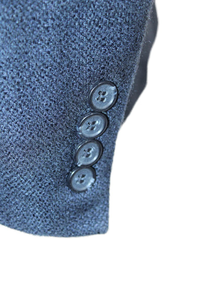 Lanvin Studio Mens Woven Notched Collar Two Button Suit Jacket Blue Size 44