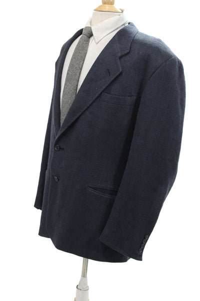 Lanvin Studio Mens Woven Notched Collar Two Button Suit Jacket Blue Size 44