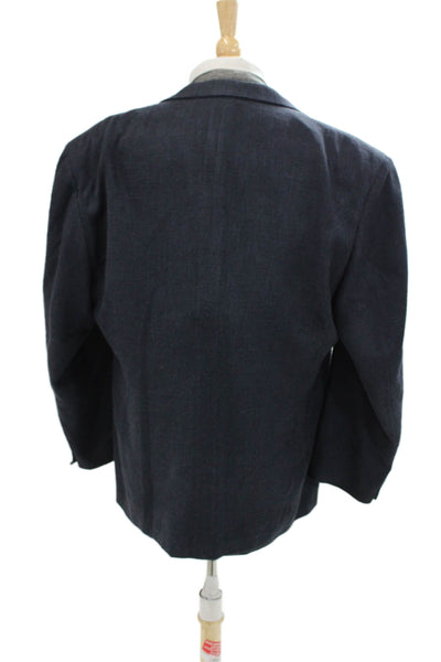 Lanvin Studio Mens Woven Notched Collar Two Button Suit Jacket Blue Size 44