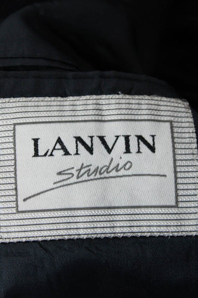 Lanvin Studio Mens Woven Notched Collar Two Button Suit Jacket Blue Size 44