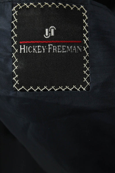 Hickey Freeman Mens Wool Double Breasted Six Button Suit Jacket Blue Size 43