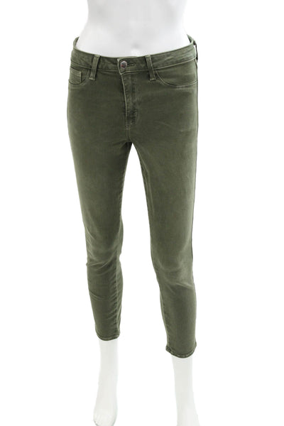 L Agence Womens Zipper Fly High Rise Margot Skinny Jeans Green Denim Size 27
