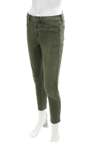 L Agence Womens Zipper Fly High Rise Margot Skinny Jeans Green Denim Size 27