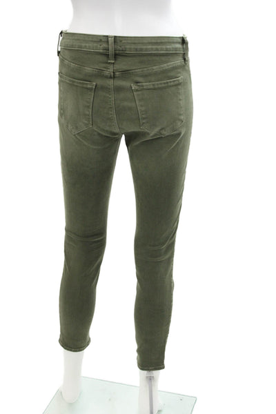 L Agence Womens Zipper Fly High Rise Margot Skinny Jeans Green Denim Size 27