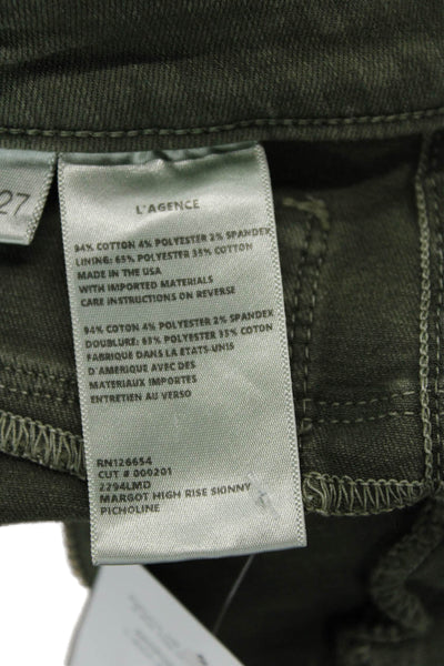 L Agence Womens Zipper Fly High Rise Margot Skinny Jeans Green Denim Size 27