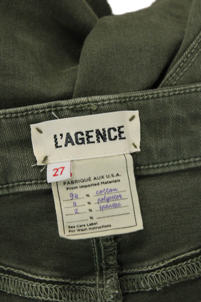 L Agence Womens Zipper Fly High Rise Margot Skinny Jeans Green Denim Size 27