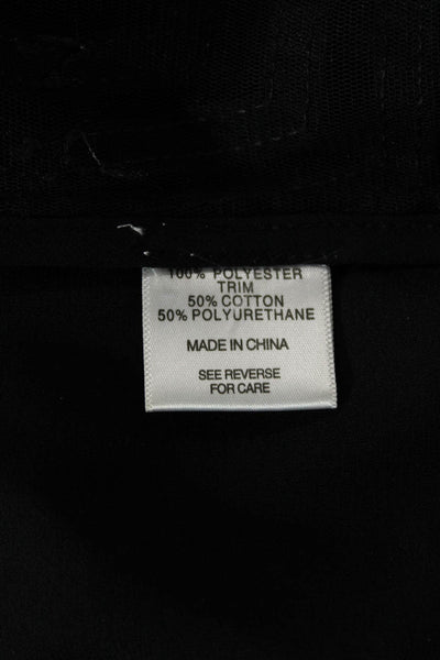 Lucy Paris Womens Long Sleeve Front Zip Mesh Trim Jacket Black Size Extra Small